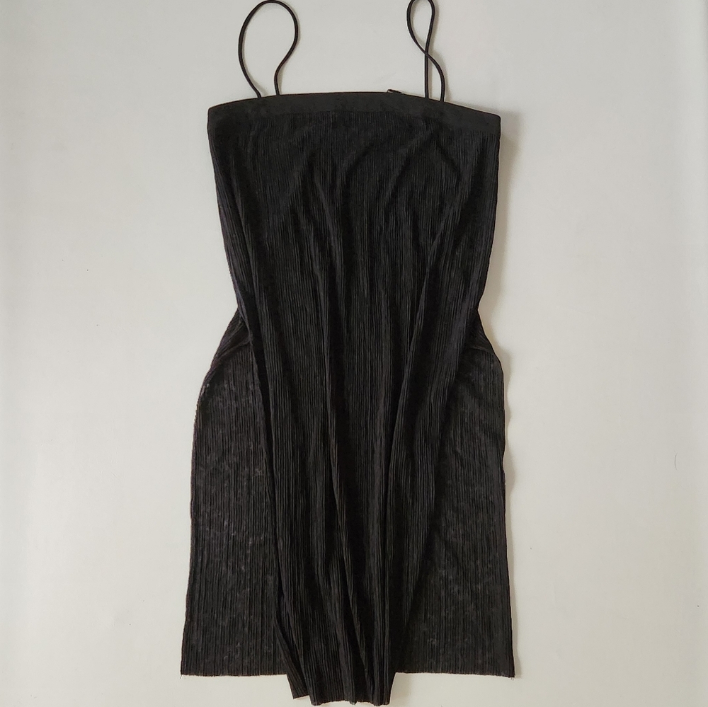 Zara Pleated Spahgetti Strap Slit Dress